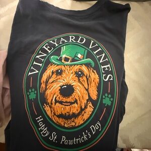 Vineyard Vines navy Long Sleeve Tee Happy St. PAWtricks day
